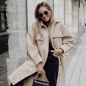H&M long Sherpa/shearling coat